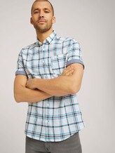kariertes Kurzarmhemd - Männer - off white blue red check kariertes Kurzarmhemd - Männer - off white blue red check - 5 - TOM TAILOR
