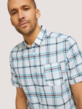 kariertes Kurzarmhemd - Männer - off white blue red check kariertes Kurzarmhemd - Männer - off white blue red check - 9 - TOM TAILOR