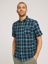 kariertes Kurzarmhemd - Männer - navy base teal green check kariertes Kurzarmhemd - Männer - navy base teal green check - 1 - TOM TAILOR