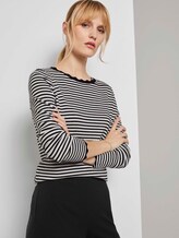 Strickpullover mit Muschelkragen - Frauen - black white stripe Strickpullover mit Muschelkragen - Frauen - black white stripe - 5 - TOM TAILOR
