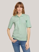 Basic Poloshirt - Frauen - mint offwhite stripe Basic Poloshirt - Frauen - mint offwhite stripe - 1 - TOM TAILOR