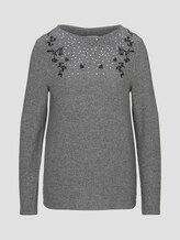 Gevlekt Sweatshirt met borduurwerk - Vrouwen - alloy grey melange Gevlekt Sweatshirt met borduurwerk - Vrouwen - alloy grey melange - 7 - TOM TAILOR