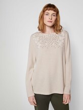 Meliertes Sweatshirt mit Stickereien - Frauen - desert sand melange Meliertes Sweatshirt mit Stickereien - Frauen - desert sand melange - 1 - TOM TAILOR