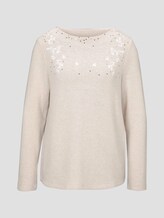 Meliertes Sweatshirt mit Stickereien - Frauen - desert sand melange Meliertes Sweatshirt mit Stickereien - Frauen - desert sand melange - 7 - TOM TAILOR