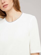 Basic T-Shirt mit Rippbündchen - Frauen - Whisper White Basic T-Shirt mit Rippbündchen - Frauen - Whisper White - 9 - TOM TAILOR