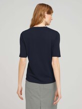 Basic T-Shirt mit Rippbündchen - Frauen - Sky Captain Blue Basic T-Shirt mit Rippbündchen - Frauen - Sky Captain Blue - 2 - TOM TAILOR