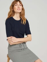 Basic T-Shirt mit Rippbündchen - Frauen - Sky Captain Blue Basic T-Shirt mit Rippbündchen - Frauen - Sky Captain Blue - 5 - TOM TAILOR