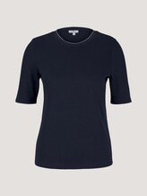 Basic T-Shirt mit Rippbündchen - Frauen - Sky Captain Blue Basic T-Shirt mit Rippbündchen - Frauen - Sky Captain Blue - 7 - TOM TAILOR