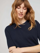 Basic T-Shirt mit Rippbündchen - Frauen - Sky Captain Blue Basic T-Shirt mit Rippbündchen - Frauen - Sky Captain Blue - 9 - TOM TAILOR