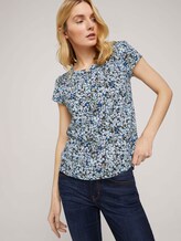 Henley T-Shirt mit Raffungen - Frauen - navy floral design Henley T-Shirt mit Raffungen - Frauen - navy floral design - 5 - TOM TAILOR