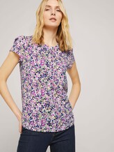Henley T-Shirt mit Raffungen - Frauen - offwhite floral design Henley T-Shirt mit Raffungen - Frauen - offwhite floral design - 5 - TOM TAILOR