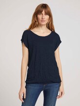 Elastisches T-Shirt in Knitteroptik - Frauen - Sky Captain Blue Elastisches T-Shirt in Knitteroptik - Frauen - Sky Captain Blue - 1 - TOM TAILOR