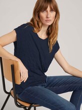 Elastisches T-Shirt in Knitteroptik - Frauen - Sky Captain Blue Elastisches T-Shirt in Knitteroptik - Frauen - Sky Captain Blue - 5 - TOM TAILOR