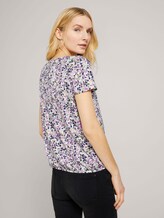 Gemustertes T-Shirt mit elastischem Bund - Frauen - offwhite floral design Gemustertes T-Shirt mit elastischem Bund - Frauen - offwhite floral design - 2 - TOM TAILOR