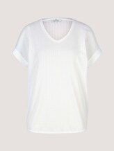 Strukturiertes T-Shirt mit V-Ausschnitt - Frauen - Whisper White Strukturiertes T-Shirt mit V-Ausschnitt - Frauen - Whisper White - 7 - TOM TAILOR