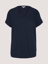 Strukturiertes T-Shirt mit V-Ausschnitt - Frauen - Sky Captain Blue Strukturiertes T-Shirt mit V-Ausschnitt - Frauen - Sky Captain Blue - 7 - TOM TAILOR