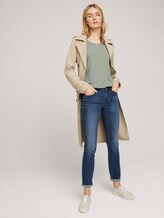 Strukturiertes T-Shirt mit V-Ausschnitt - Frauen - Prairie Grass Green Strukturiertes T-Shirt mit V-Ausschnitt - Frauen - Prairie Grass Green - 3 - TOM TAILOR
