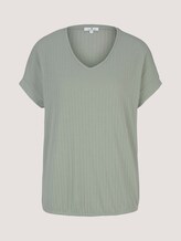 Strukturiertes T-Shirt mit V-Ausschnitt - Frauen - Prairie Grass Green Strukturiertes T-Shirt mit V-Ausschnitt - Frauen - Prairie Grass Green - 7 - TOM TAILOR