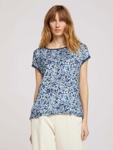 Gemustertes T-Shirt im Materialmix - Frauen - navy floral design Gemustertes T-Shirt im Materialmix - Frauen - navy floral design - 1 - TOM TAILOR