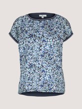 Gemustertes T-Shirt im Materialmix - Frauen - navy floral design Gemustertes T-Shirt im Materialmix - Frauen - navy floral design - 7 - TOM TAILOR