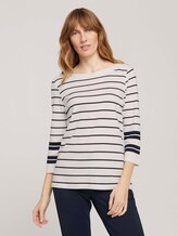 Gestreiftes 3/4 Arm Shirt mit Bio-Baumwolle - Frauen - navy irregular stripe Gestreiftes 3/4 Arm Shirt mit Bio-Baumwolle - Frauen - navy irregular stripe - 1 - TOM TAILOR