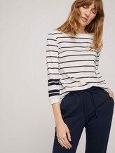Gestreiftes 3/4 Arm Shirt mit Bio-Baumwolle - Frauen - navy irregular stripe Gestreiftes 3/4 Arm Shirt mit Bio-Baumwolle - Frauen - navy irregular stripe - 5 - TOM TAILOR