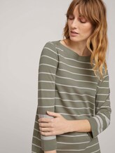 Gestreiftes 3/4 Arm Shirt mit Bio-Baumwolle - Frauen - green irregular stripe Gestreiftes 3/4 Arm Shirt mit Bio-Baumwolle - Frauen - green irregular stripe - 9 - TOM TAILOR