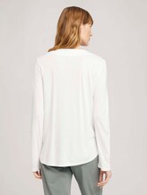Langarmshirt mit V-Ausschnitt im Materialmix - Frauen - Whisper White Langarmshirt mit V-Ausschnitt im Materialmix - Frauen - Whisper White - 2 - TOM TAILOR