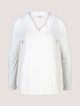 Langarmshirt mit V-Ausschnitt im Materialmix - Frauen - Whisper White Langarmshirt mit V-Ausschnitt im Materialmix - Frauen - Whisper White - 7 - TOM TAILOR