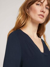 Langarmshirt mit V-Ausschnitt im Materialmix - Frauen - Sky Captain Blue Langarmshirt mit V-Ausschnitt im Materialmix - Frauen - Sky Captain Blue - 9 - TOM TAILOR