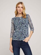 Gemustertes Mesh Shirt - Frauen - navy floral design Gemustertes Mesh Shirt - Frauen - navy floral design - 1 - TOM TAILOR