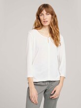 3/4 Arm Shirt mit elatischem Bund - Frauen - Whisper White 3/4 Arm Shirt mit elatischem Bund - Frauen - Whisper White - 1 - TOM TAILOR