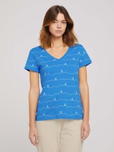 T-Shirt mit Bio-Baumwolle - Frauen - mid blue stripe anchor print T-Shirt mit Bio-Baumwolle - Frauen - mid blue stripe anchor print - 1 - TOM TAILOR Denim