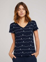 T-Shirt mit Bio-Baumwolle - Frauen - navy stripe anchor T-Shirt mit Bio-Baumwolle - Frauen - navy stripe anchor - 1 - TOM TAILOR Denim