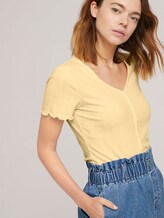 Ripp T-Shirt mit Knopfleiste - Frauen - soft yellow Ripp T-Shirt mit Knopfleiste - Frauen - soft yellow - 5 - TOM TAILOR Denim