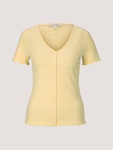 Ripp T-Shirt mit Knopfleiste - Frauen - soft yellow Ripp T-Shirt mit Knopfleiste - Frauen - soft yellow - 7 - TOM TAILOR Denim