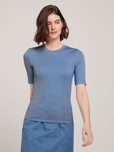 Gestreiftes Slim Fit T-Shirt - Frauen - small blue white stripe Gestreiftes Slim Fit T-Shirt - Frauen - small blue white stripe - 1 - TOM TAILOR Denim
