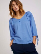 Gestreiftes Carmen-Shirt mit Ballonärmeln - Frauen - small blue white stripe Gestreiftes Carmen-Shirt mit Ballonärmeln - Frauen - small blue white stripe - 5 - TOM TAILOR Denim