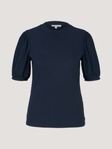 Ripp T-Shirt mit Ballonärmeln - Frauen - Sky Captain Blue Ripp T-Shirt mit Ballonärmeln - Frauen - Sky Captain Blue - 7 - TOM TAILOR Denim