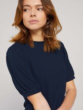 Ripp T-Shirt mit Ballonärmeln - Frauen - Sky Captain Blue Ripp T-Shirt mit Ballonärmeln - Frauen - Sky Captain Blue - 9 - TOM TAILOR Denim