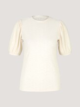 Ripp T-Shirt mit Ballonärmeln - Frauen - soft creme beige Ripp T-Shirt mit Ballonärmeln - Frauen - soft creme beige - 7 - TOM TAILOR Denim