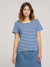 Streifen T-Shirt aus Bio-Baumwolle - Frauen - horizontal blue white stripe Streifen T-Shirt aus Bio-Baumwolle - Frauen - horizontal blue white stripe - 1 - TOM TAILOR Denim