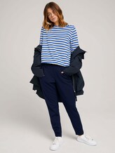 Gestreiftes Sweatshirt mit Knopfleiste - Frauen - horizontal blue white stripe Gestreiftes Sweatshirt mit Knopfleiste - Frauen - horizontal blue white stripe - 3 - TOM TAILOR Denim