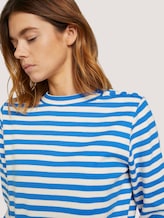 Gestreiftes Sweatshirt mit Knopfleiste - Frauen - horizontal blue white stripe Gestreiftes Sweatshirt mit Knopfleiste - Frauen - horizontal blue white stripe - 9 - TOM TAILOR Denim