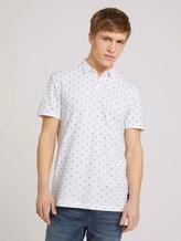 Gemustertes Poloshirt mit Bio-Baumwolle - Männer - white blue mini ship print Gemustertes Poloshirt mit Bio-Baumwolle - Männer - white blue mini ship print - 1 - TOM TAILOR Denim