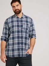 Kariertes Hemd mit Brusttasche - Männer - indigo washed check Kariertes Hemd mit Brusttasche - Männer - indigo washed check - 5 - Men Plus