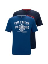 TOM TAILOR Herren T-Shirt mit Print im Doppelpack, blau, Gr.XL