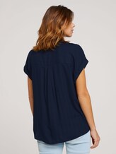 Kurzarm Hemdbluse mit Streifenstruktur - Frauen - Sky Captain Blue Kurzarm Hemdbluse mit Streifenstruktur - Frauen - Sky Captain Blue - 2 - TOM TAILOR Denim