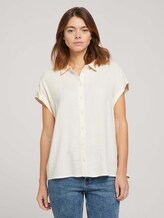 Kurzarm Hemdbluse mit Streifenstruktur - Frauen - soft creme beige Kurzarm Hemdbluse mit Streifenstruktur - Frauen - soft creme beige - 1 - TOM TAILOR Denim