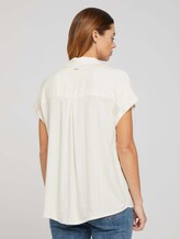 Kurzarm Hemdbluse mit Streifenstruktur - Frauen - soft creme beige Kurzarm Hemdbluse mit Streifenstruktur - Frauen - soft creme beige - 2 - TOM TAILOR Denim